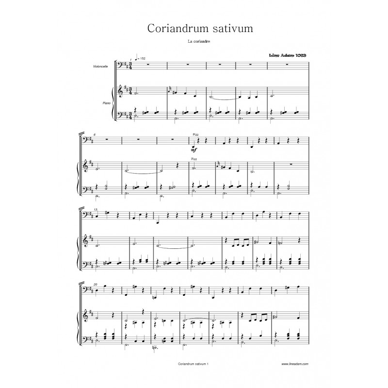 CORIANDRUM SATIVUM partition: violoncelle piano