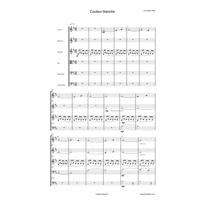 COULEUR BLANCHE score: string ensemble