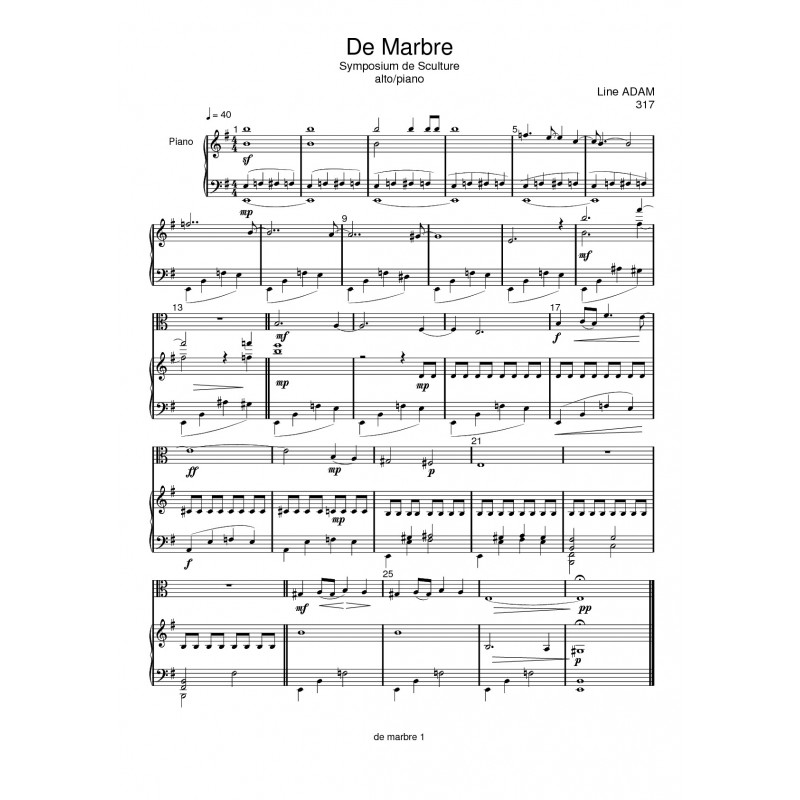 DE MARBRE score: viola piano