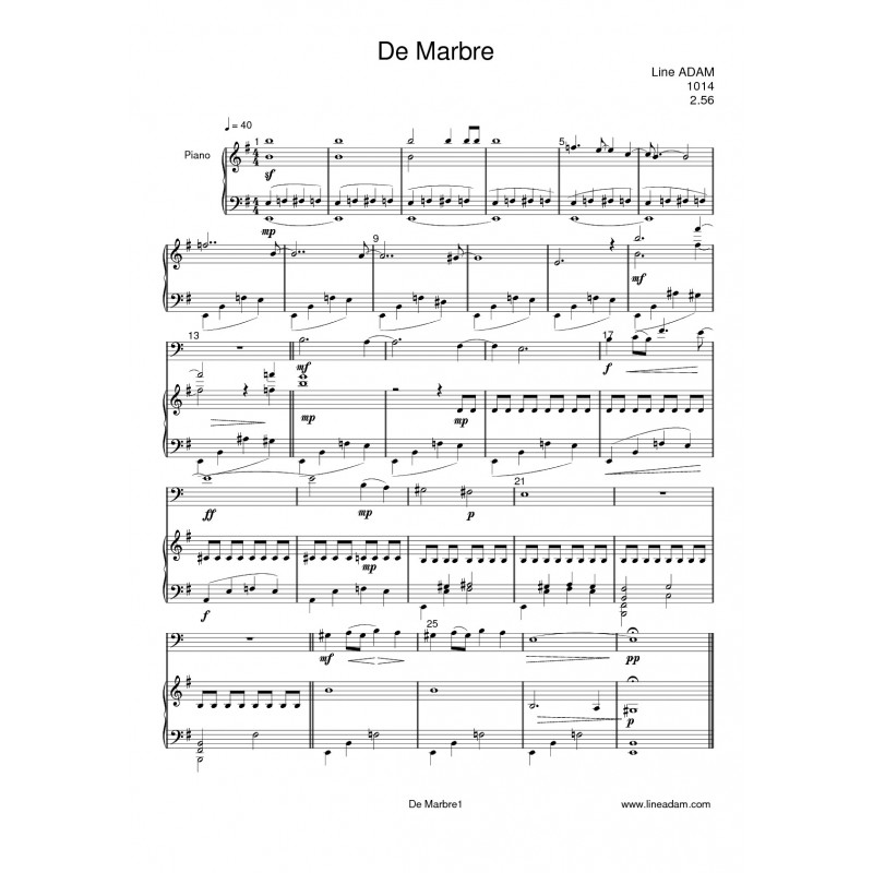 DE MARBRE score: cello piano
