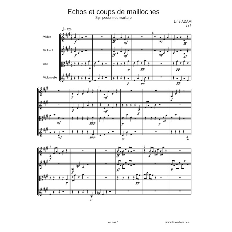 ECHOS ET COUPS DE MAILLOCHES score: string quartet
