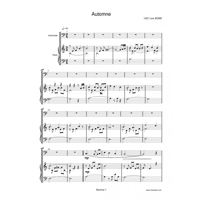 AUTOMNE score violoncello piano