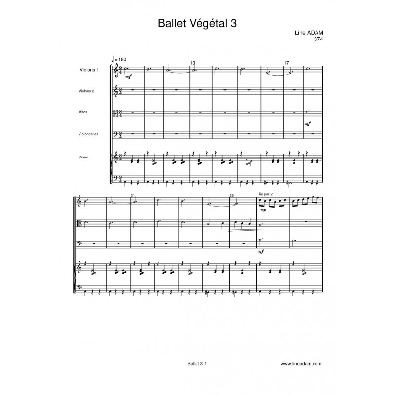 BALLET VEGETAL 3 score 2 violins 1 viola 1 cello 1 piano
